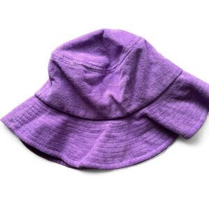 terry cloth purple bucket hat.
